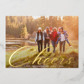 金ゴールド応援 |クリスマスクラシック家族の写真 箔シーズンカード (正面)