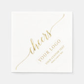 金ゴールド応援 |ビジネスシンプルロゴのカスタム文字 スタンダードカクテルナプキン (正面)