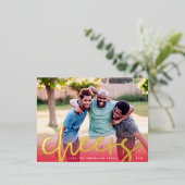 金ゴールド応援 |赤グラデーションMerry Christmas Photo 箔シーズンポストカード (立ち正面)