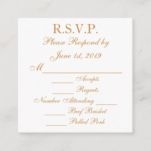金ゴールド応答RSVPカード エンクロージャーカード (正面)