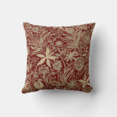 金ゴールド怠惰フローラルパターン深い赤 クッション (裏面)