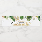 金ゴールド恐竜のベビーシャワー ペットボトルラベル (シングルラベル)