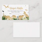 金ゴールド恐竜の赤ちゃんシャワーおむつラッフル エンクロージャーカード (正面/裏面)