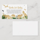 金ゴールド恐竜の赤ちゃんシャワーブックベビー エンクロージャーカード (正面/裏面)