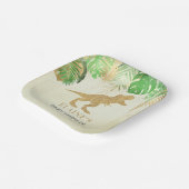 金ゴールド恐竜の赤ちゃんシャワー ペーパープレート (傾斜あり)