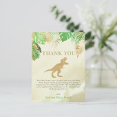 金ゴールド恐竜の赤ちゃんシャワー ポストカード (スタンド正面)