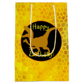 金ゴールド恐竜の隠れハッピーバースデー! ミディアムペーパーバッグ (裏面)