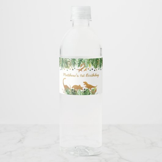 金ゴールド恐竜サファリ誕生日 ペットボトルラベル (正面)