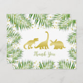 金ゴールド恐竜熱帯ベビーシャワーサンキューカード サンキューカード (正面/裏面)