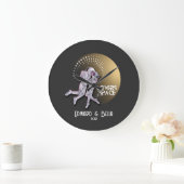 金ゴールド惑星とキスをする宇宙する宇宙飛行士の恋人 ラージ壁時計 (ホーム)