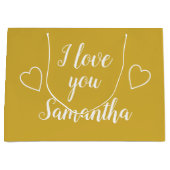 金ゴールド愛すパーソナライズされたる ラージペーパーバッグ (正面)