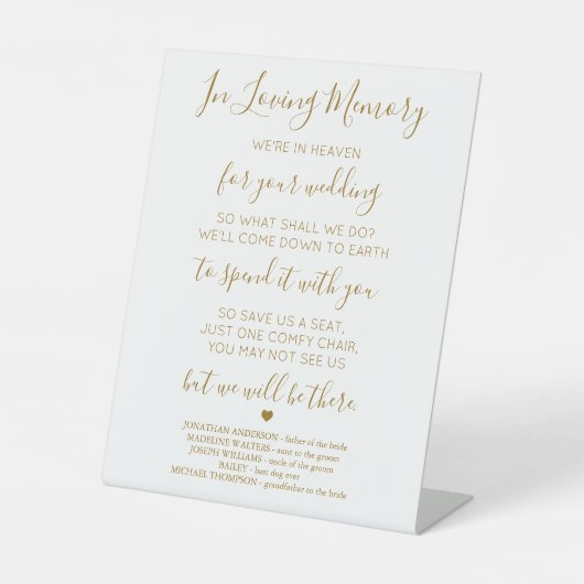 金ゴールド愛の天国詩結婚の記念碑 台座サイン (正面)