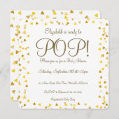 金ゴールド愛ハートが赤ちゃんポップ・アートのシャワー準備 招待状 (正面/裏面)