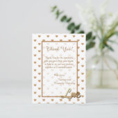 金ゴールド愛ハート4x5の平らな結婚式のサンキューカード サンキューカード (スタンド正面)