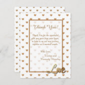 金ゴールド愛ハート4x5の平らな結婚式のサンキューカード サンキューカード (正面/裏面)