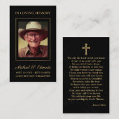 金ゴールド愛メモリ悔やみや弔慰葬儀サンキューカード 名刺 (正面/裏面)