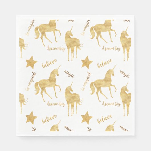 金ゴールド感動的ユニコーン星 スタンダードランチョンナプキン (正面)