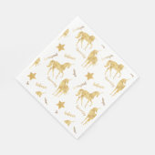 金ゴールド感動的ユニコーン星 スタンダードランチョンナプキン (角)