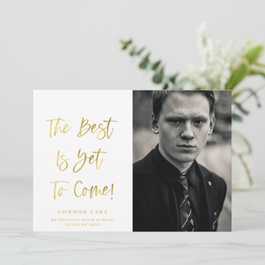 金ゴールド感動的写真卒業発表 案内状 (スタンド正面)