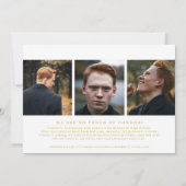 金ゴールド感動的写真卒業発表 案内状 (裏面)