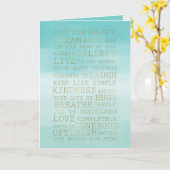 金ゴールド感動的引用文アクアミントグラデーション カード (黄色い花)