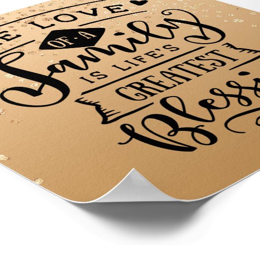 金ゴールド感動的斑点引用文 ポスター (角)