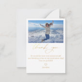 金ゴールド感謝していの手書き入力2枚の写真 ノートカード (裏面)