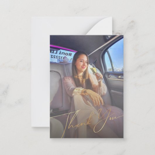 金ゴールド感謝していの手書き入力2枚の写真 ノートカード (正面)