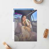 金ゴールド感謝していの手書き入力2枚の写真 ノートカード (正面/裏面インサイチュ)