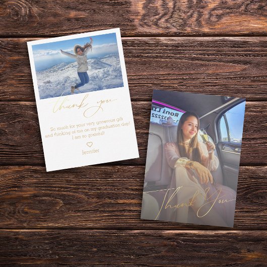 金ゴールド感謝していの手書き入力2枚の写真 ノートカード