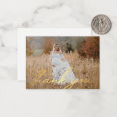 金ゴールド感謝していの手書き写真 ノートカード (正面/裏面インサイチュ)