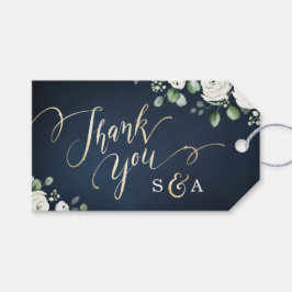 金ゴールド感謝していはネイビー白フローラのgiを結婚スクリプト ギフトタグ