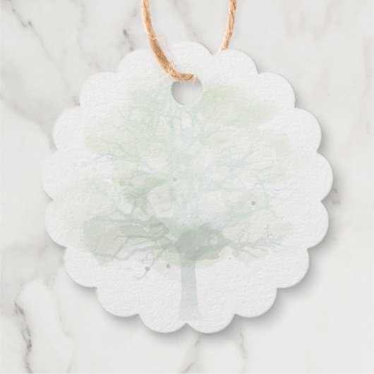 金ゴールド感謝していは、ミスティなグリーンのオークとラベル フェイバータグ (裏面)