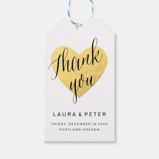 金ゴールド感謝していメッセージカード ギフトタグ (正面)