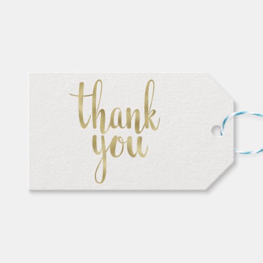 金ゴールド感謝していメッセージカード、ホイル、水平 ギフトタグ (正面(横))