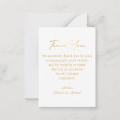 金ゴールド感謝してい結婚タイポグラフィの写真 ノートカード (裏面)