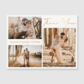 金ゴールド感謝していyou 3枚の写真コラージュ結婚マグネット (正面)