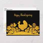 金ゴールド感謝祭トルコフローラはがき ポストカード (正面/裏面)