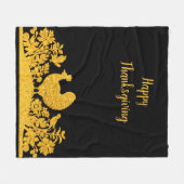 金ゴールド感謝祭トルコフローラフリースブランケット フリースブランケット (正面(横))