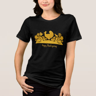 金ゴールド感謝祭トルコフローラ女子Tシャツ トライブレンドTシャツ