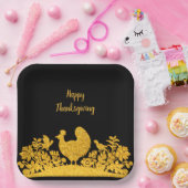 金ゴールド感謝祭トルコフローラ紙プレート ペーパープレート (パーティー)