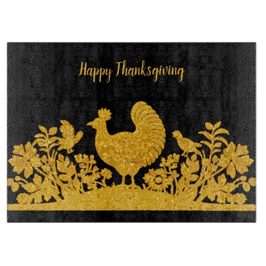 金ゴールド感謝祭トルコフローラ裁断ボード カッティングボード (正面)
