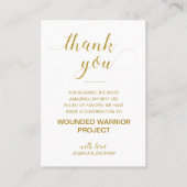 金ゴールド慈善寄付お礼結婚を プレイスカード (正面)