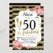 金ゴールド成人誕生パーティーの招待 招待状 (正面/裏面)