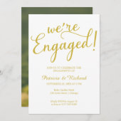 金ゴールド我々は婚約した婚約パーティ招待状 案内状 (正面/裏面)