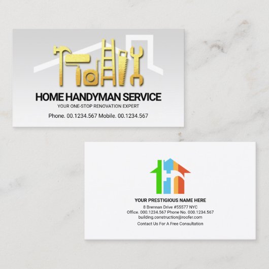 金ゴールド手利具屋上修理 名刺 (正面/裏面)