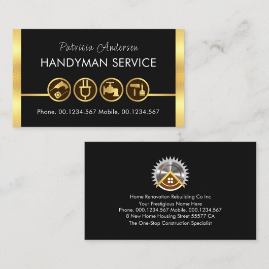 金ゴールド手利師ツール行 名刺 (正面/裏面)