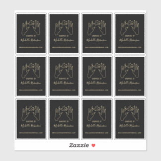 金ゴールド手描きムーンスクリプト名手作り シール