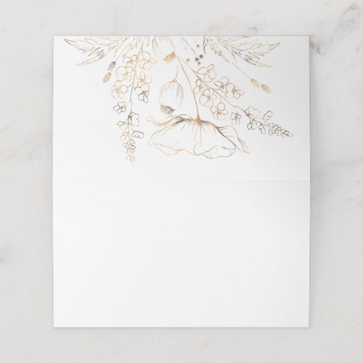 金ゴールド手描きワイルドフラワーホワイト結婚ズ プレイスカード (外部開封)