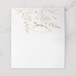 金ゴールド手描きワイルドフラワーホワイト結婚ズ プレイスカード